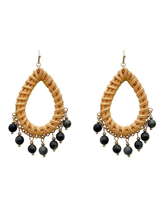 Rattan w/ Natural Stone Earrings