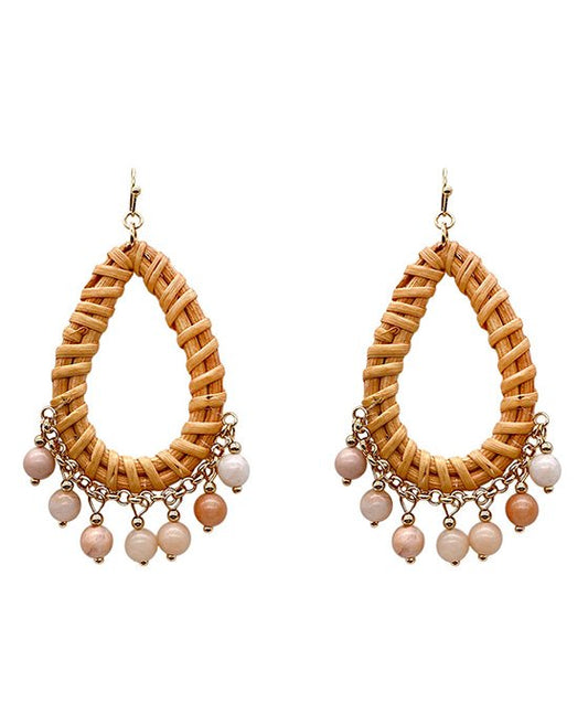 Rattan w/ Natural Stone Earrings