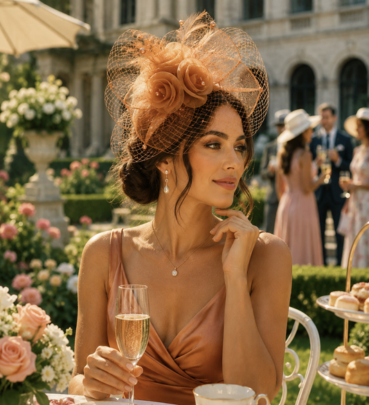 Copper Rose Veil Fascinator