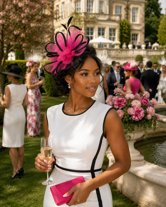 Fuschia & Black Elegance Fascinator