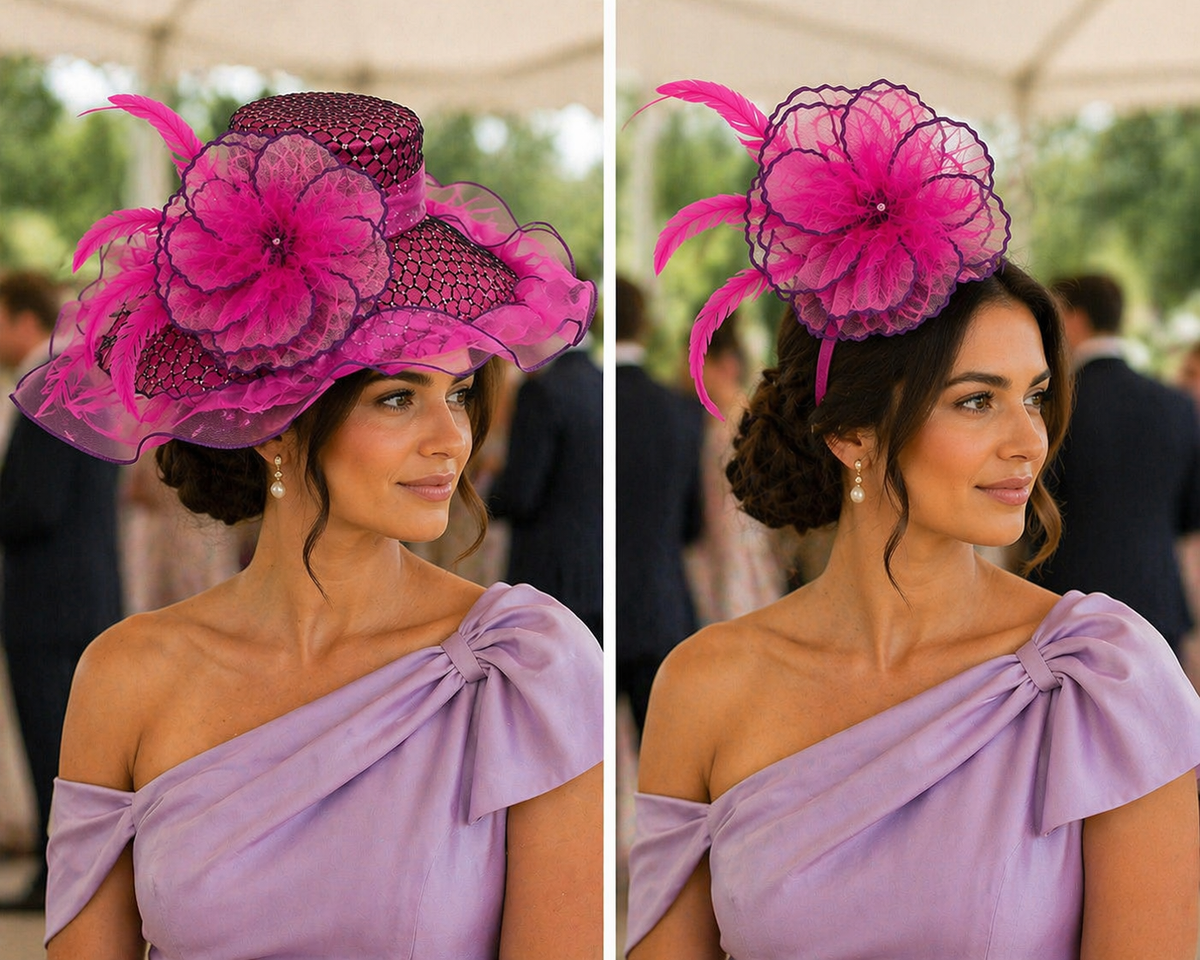 Floral Fantasy 2-in-1 Organza Fascinator Hat in Fuchsia