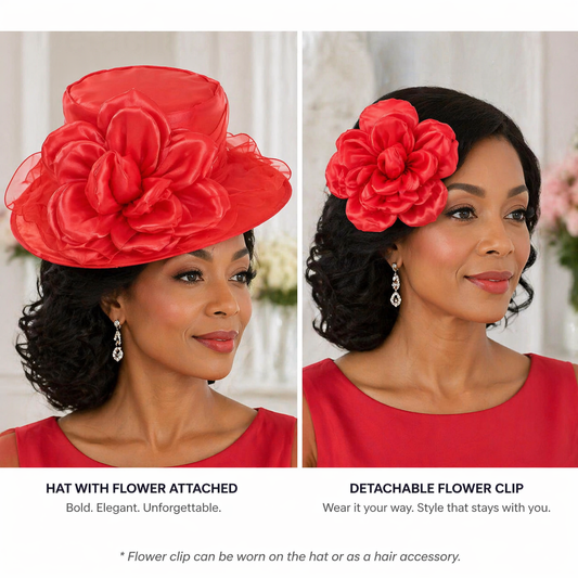 Crimson Bloom 2-in-1 Statement Hat