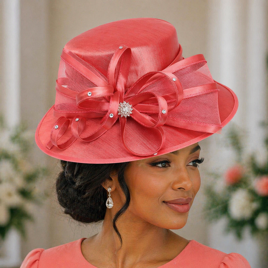 Coral Charm Ribbon Hat