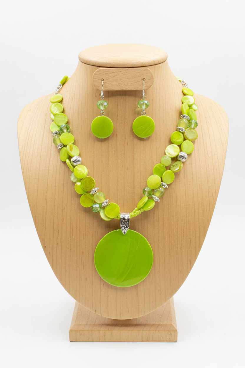 Lime Zest Statement Necklace & Earring Set