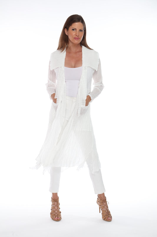 Long White Pleated Duster