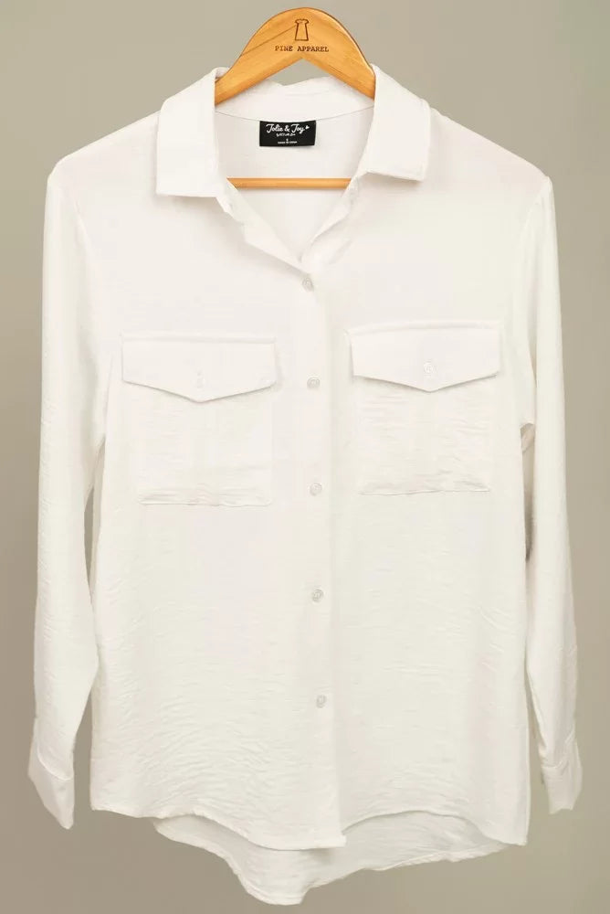 Oversized Air Flow Button Front Top