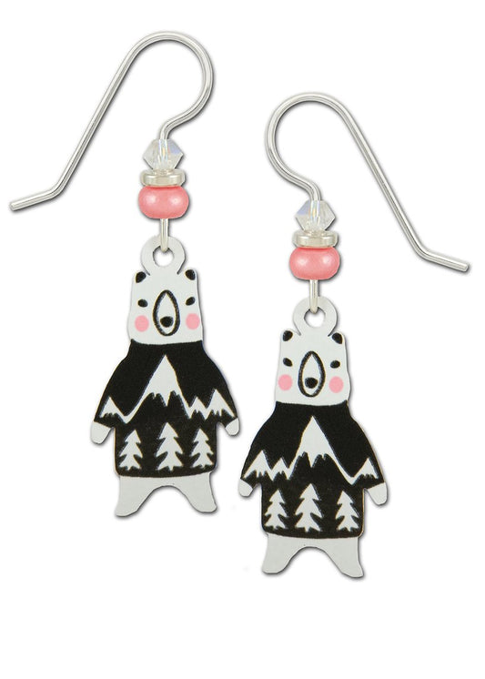 Cartoon Polar Bear in Mountain Earrings