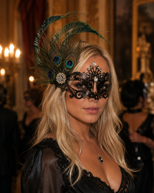 Crystal Masquerade Mask with Detachable Feather Fascinator