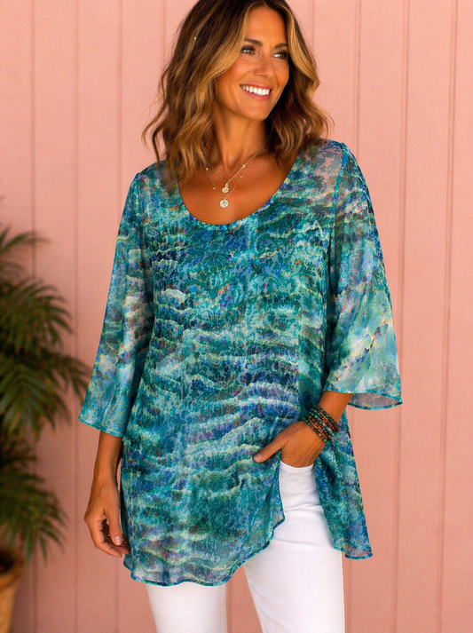 Ocean Drift Chiffon Burnout Tunic