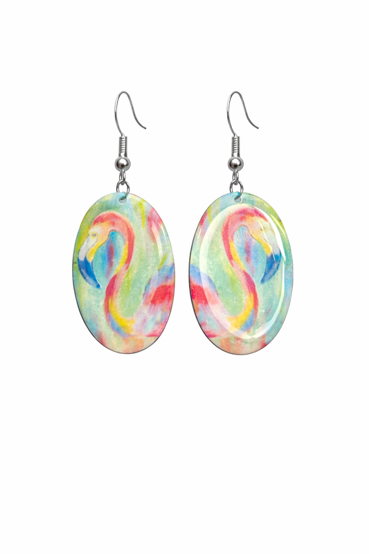 Pastel Rainbow Flamingo Earrings