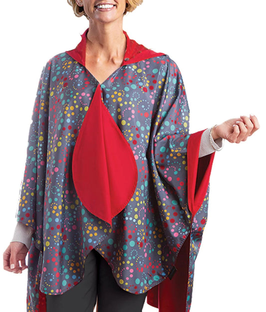 Berry with Swirl Dots Rain Travel Cape