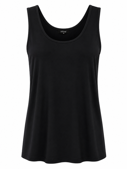 Round Neck Tank Top- Black