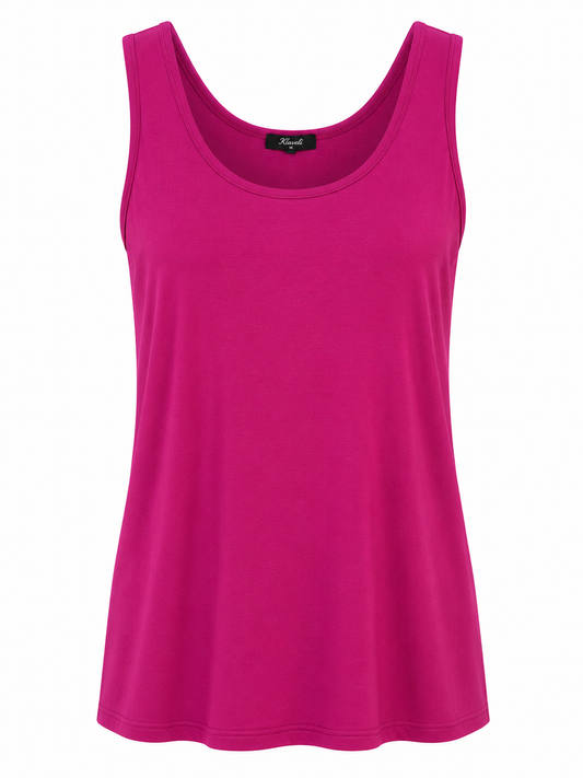 Round Neck Tank Top- Fuschia