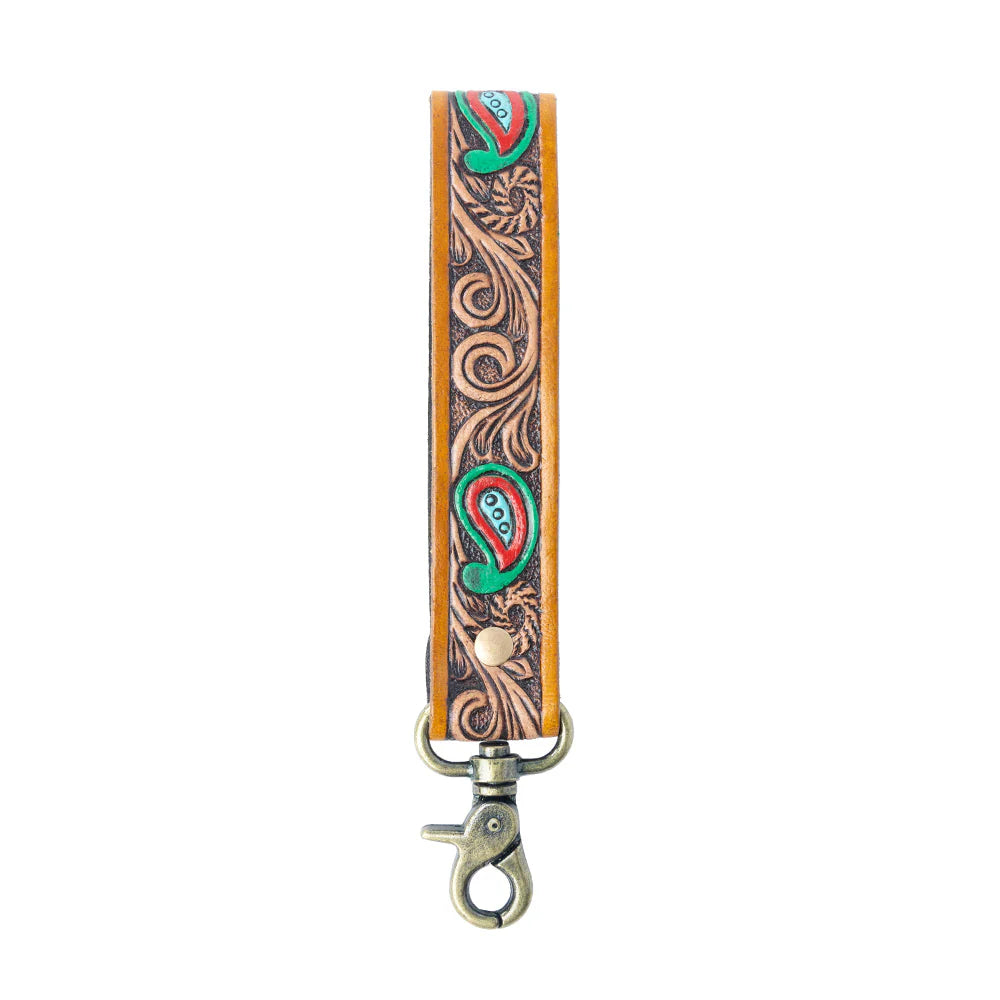 Spirit Stone Handtooled Leather Keyfob