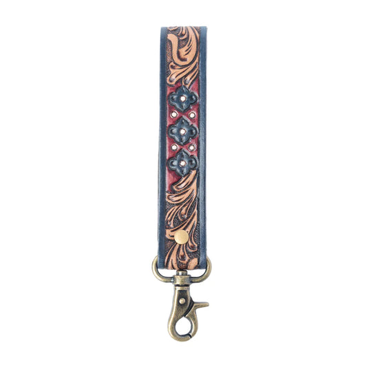 Spirit Stone Handtooled Leather Keyfob