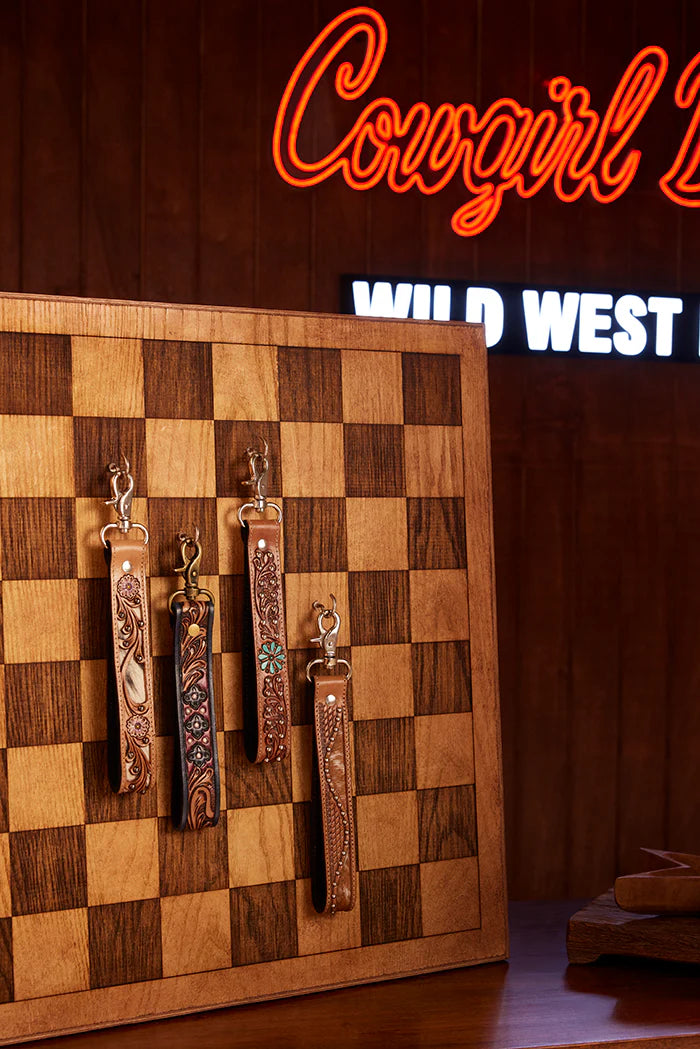 Spirit Stone Handtooled Leather Keyfob