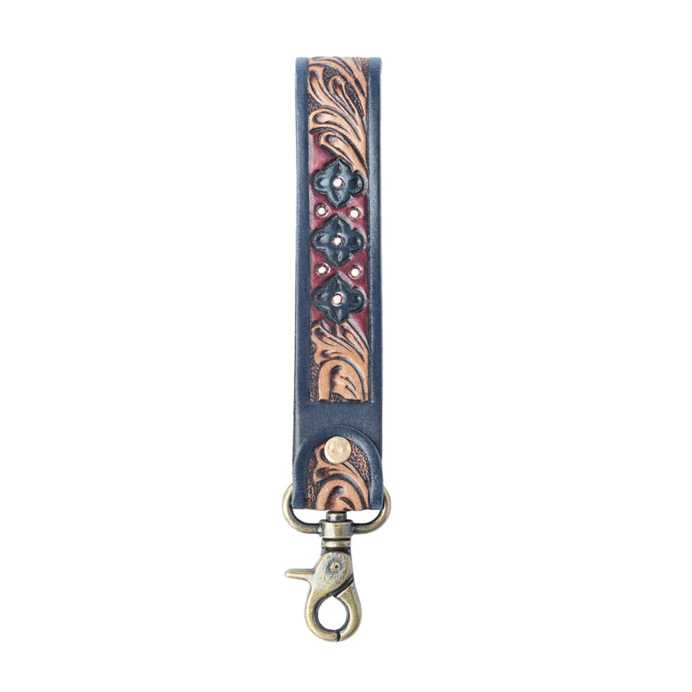 Spirit Stone Handtooled Leather Keyfob