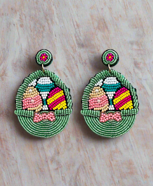 Easter Basket Beaded Earrings