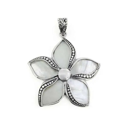Mother of Pearl Sterling Silver Flower Pendant