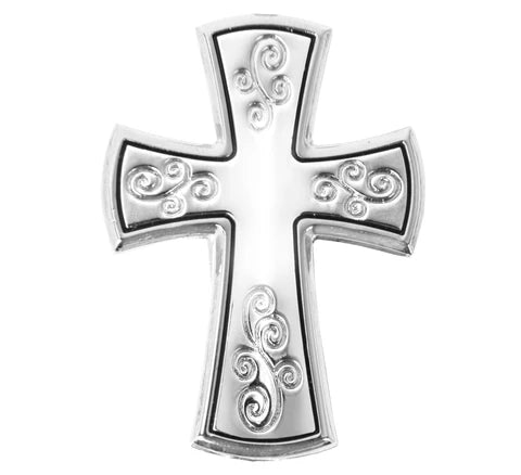 Silver Swirl Cross Key Ring