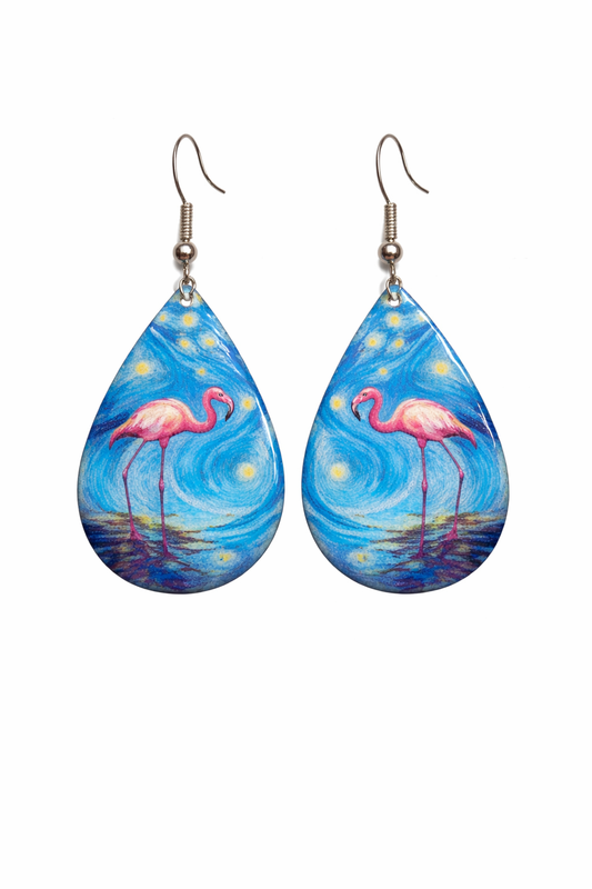Starry Night Flamingo Earrings