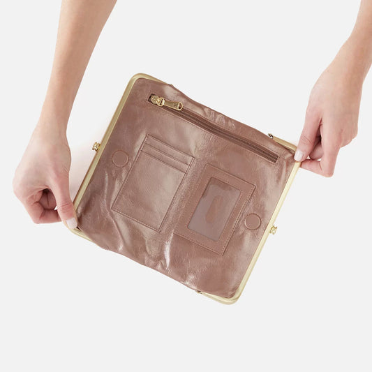 Lauren Clutch-Wallet in Polished Metallic Leather