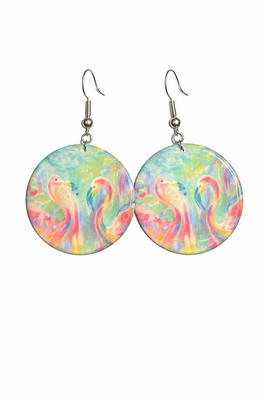 Watercolor Flamingo Breeze Earrings