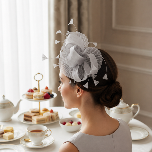 Whisper Bloom Fascinator- Grey