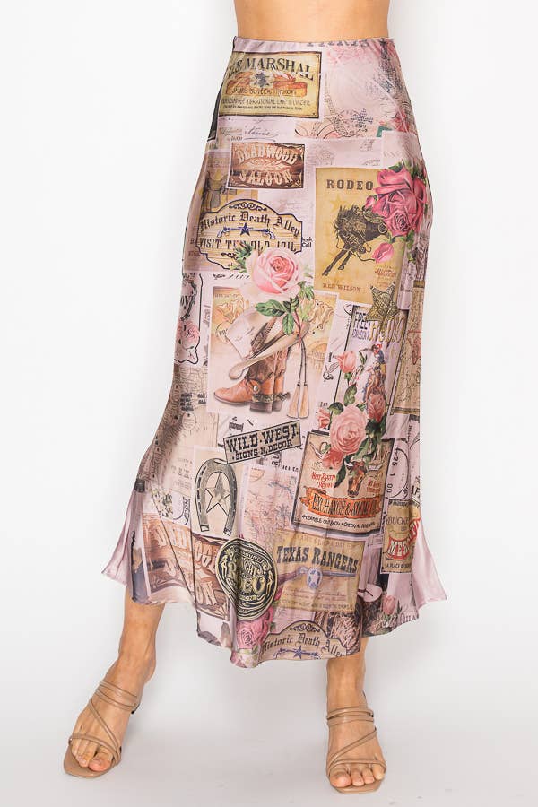 Rose West Silky Satin Midi Skirt