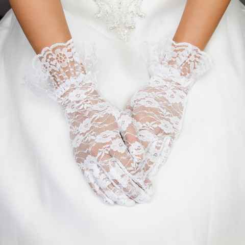 White Women's Lace Ruffle Gloves