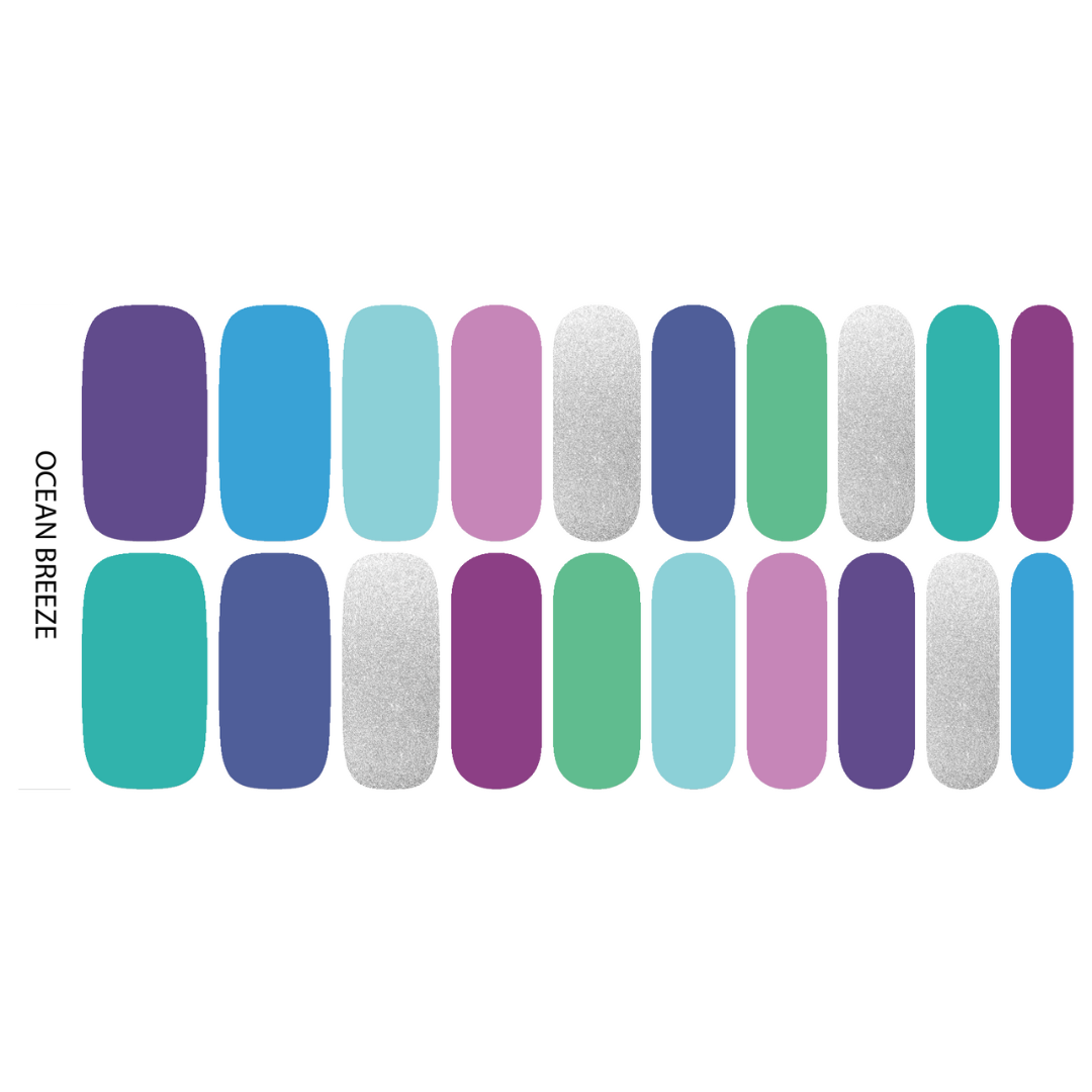 Ocean Breeze | Cool Tone Solid Color Mix Nail Polish Sticker