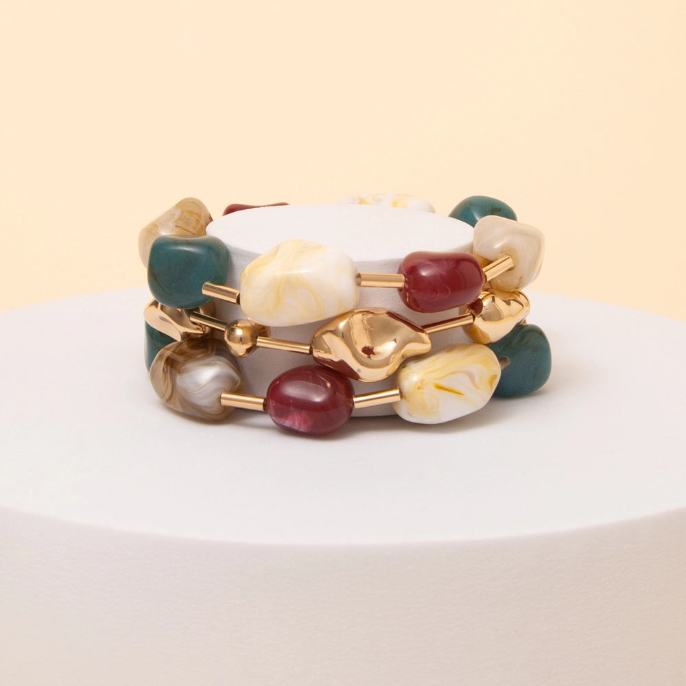 Multi Stone Stackable Stretch Bracelet Set