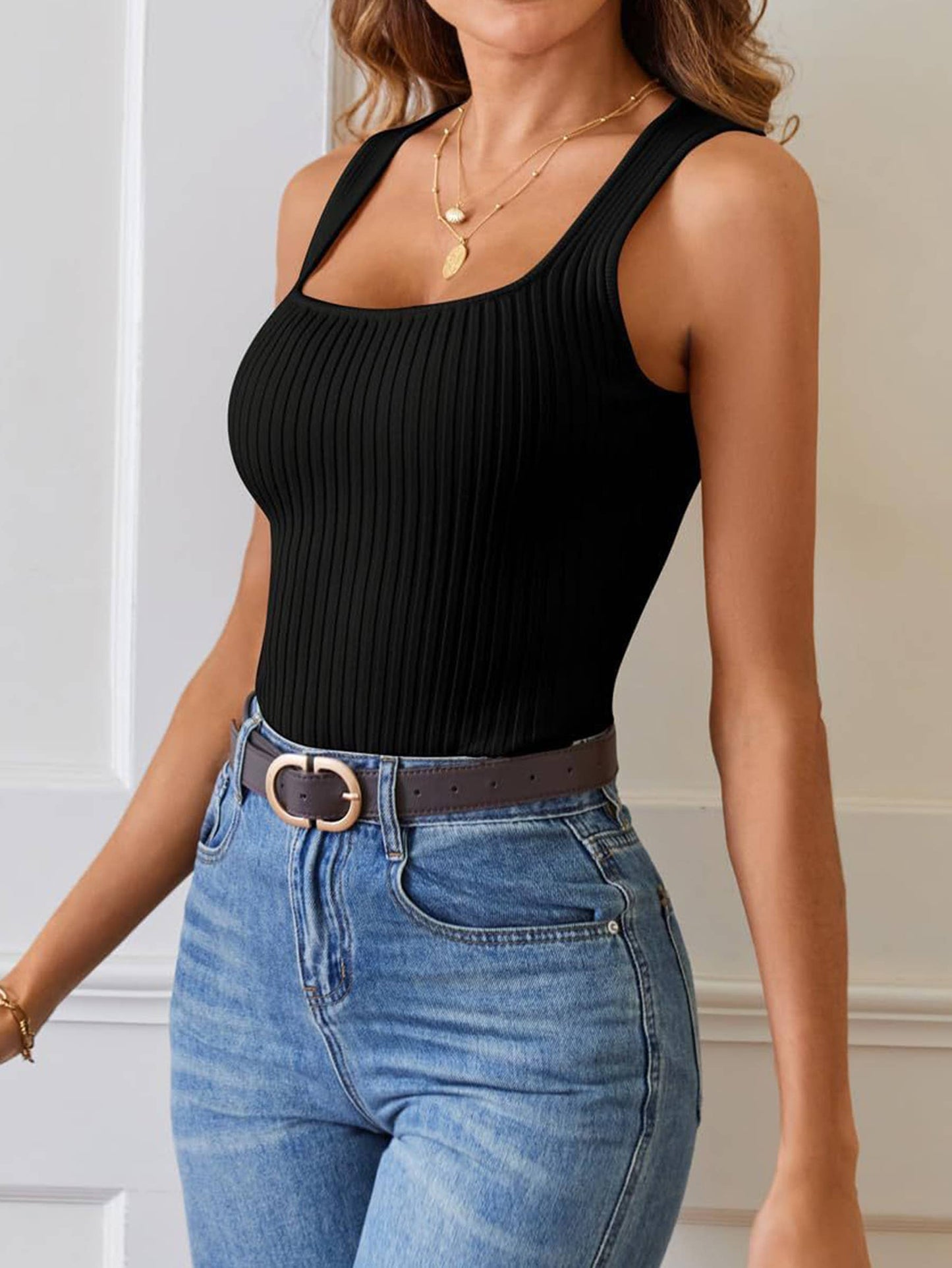 Pit Stripe High Elastic Exercise Sleeveless Top