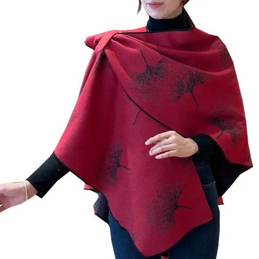 Cozy Cashmere Feel Reversible Loop Wrap – Crimson Bloom