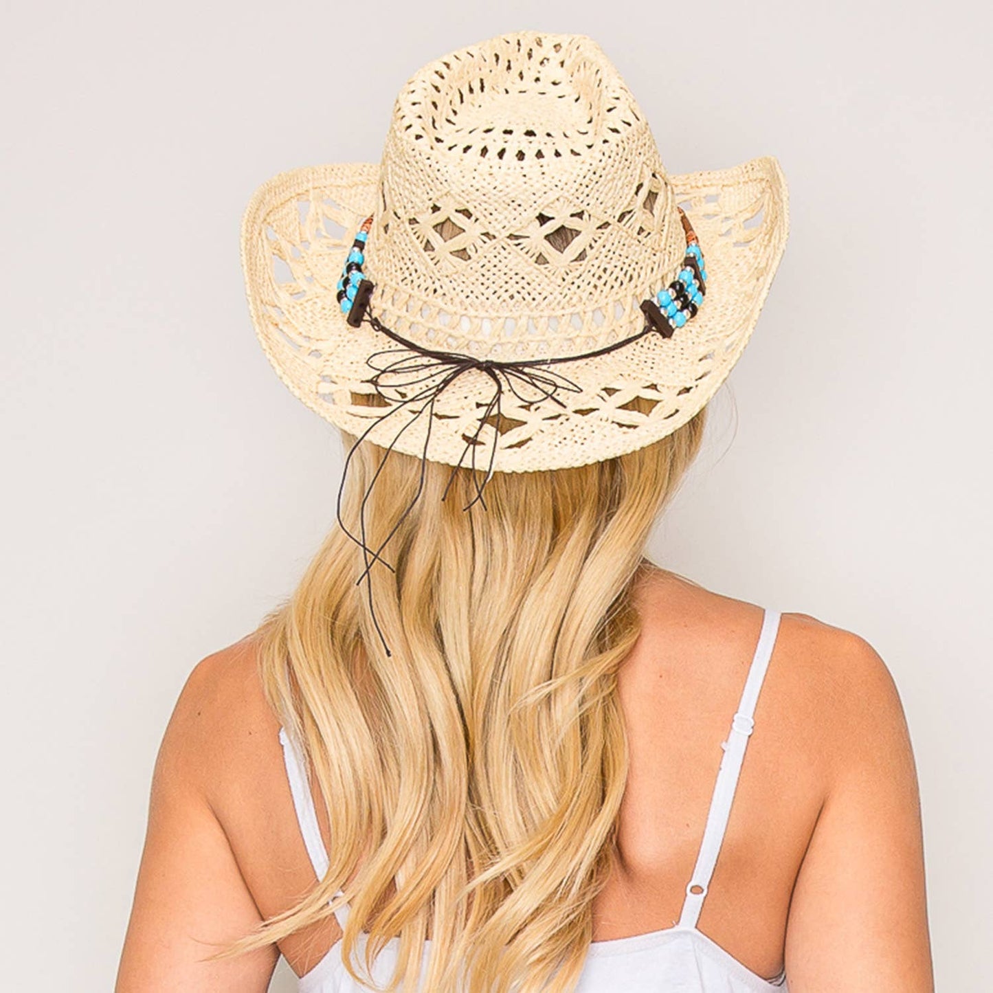 Western Hollow Cut Straw Woven Cowboy Hat