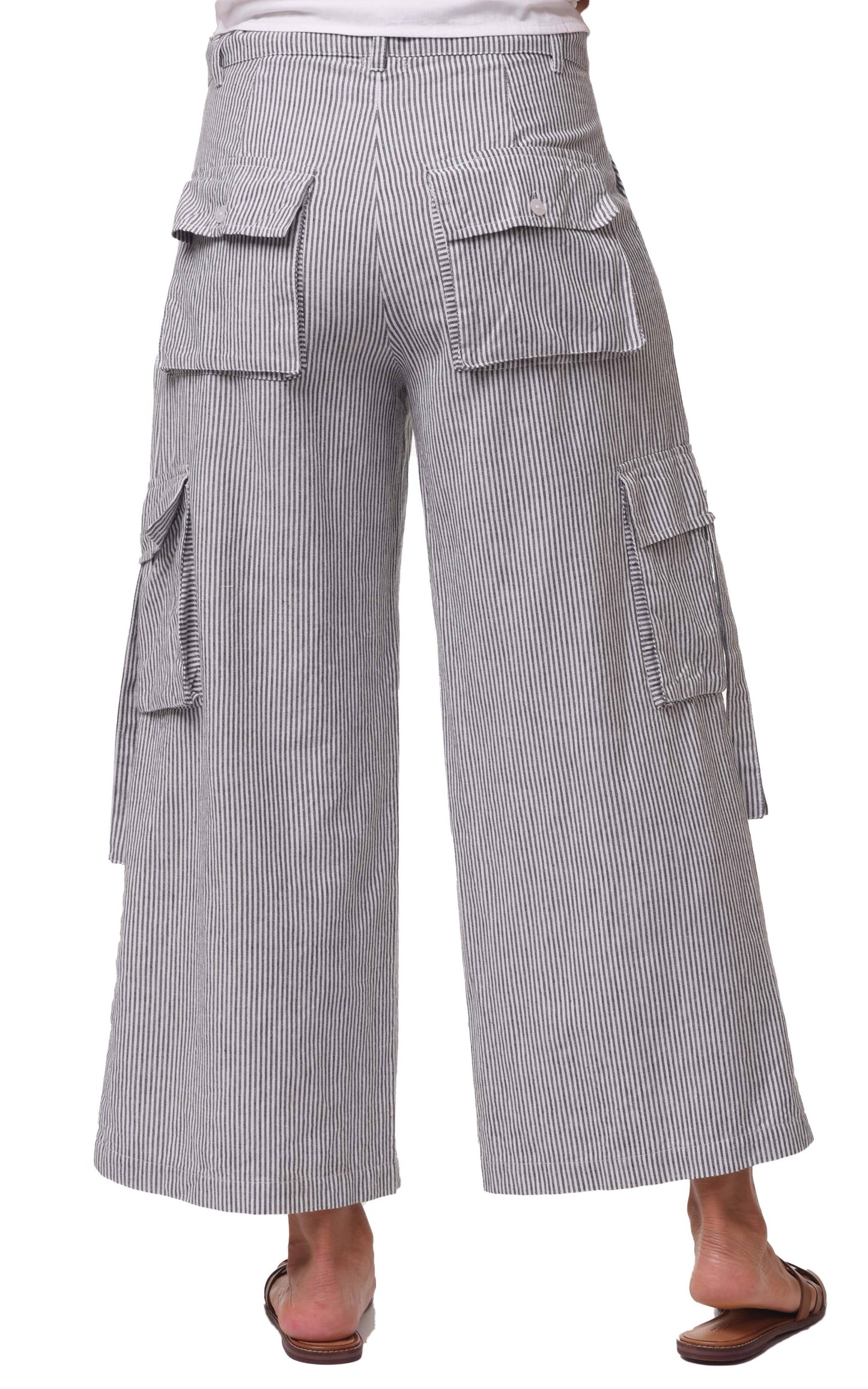 Calista Cargo Pant in Ticking Stripe