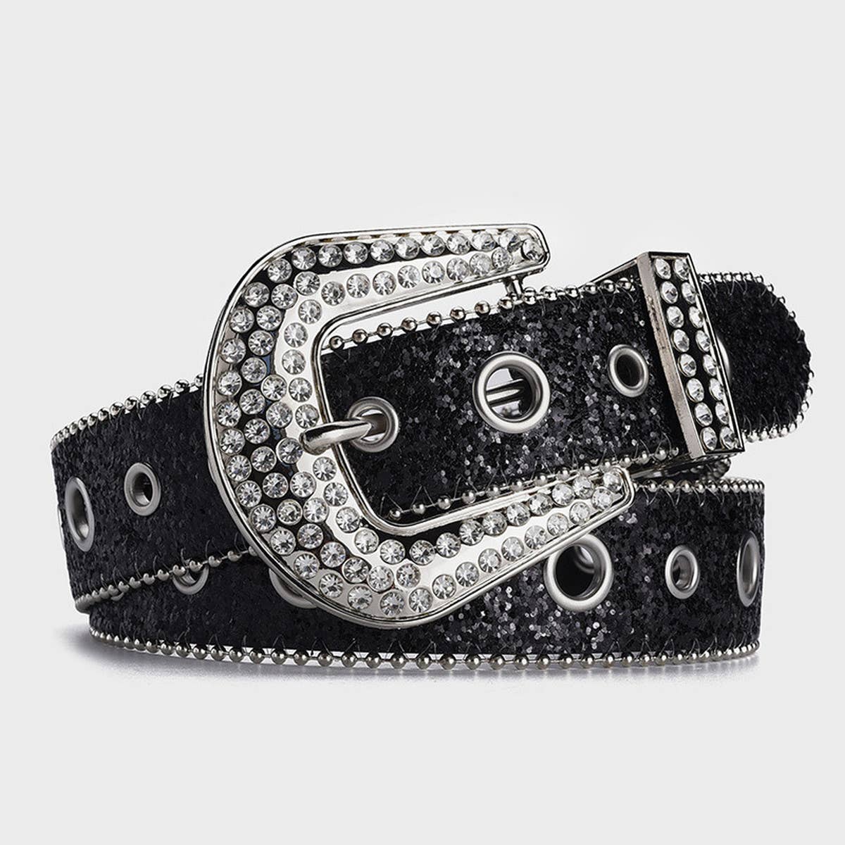 Womans Rhinstone Sequin Hollow Belt