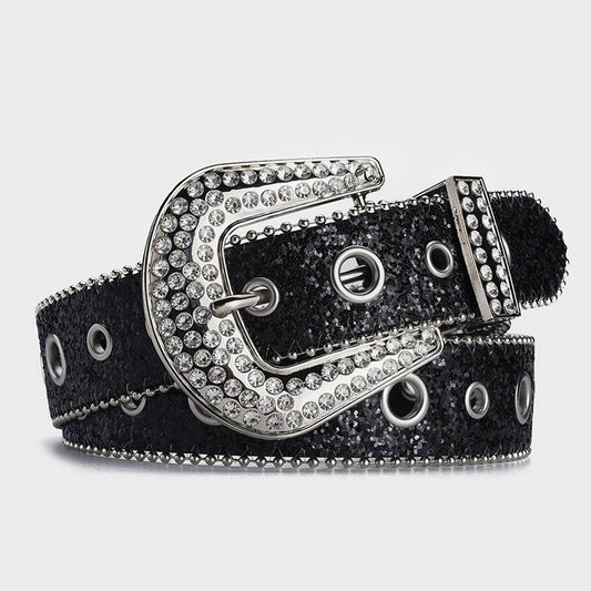 Womans Rhinstone Sequin Hollow Belt