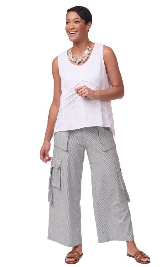 Calista Cargo Pant in Ticking Stripe