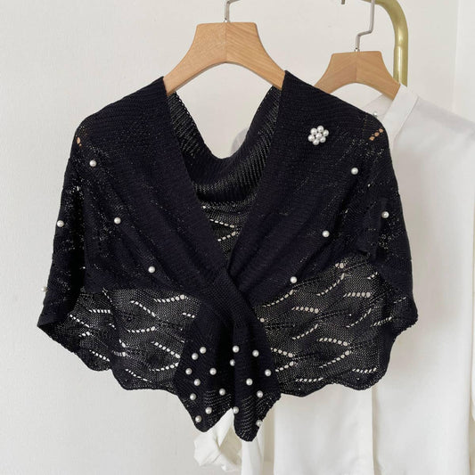 Stripped Outer Knitted Shawl