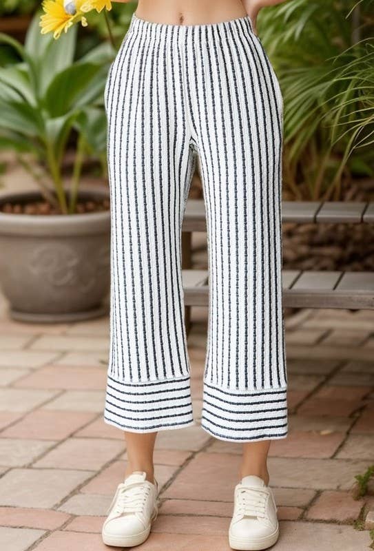 Jacquard Stripe Cropped Pants