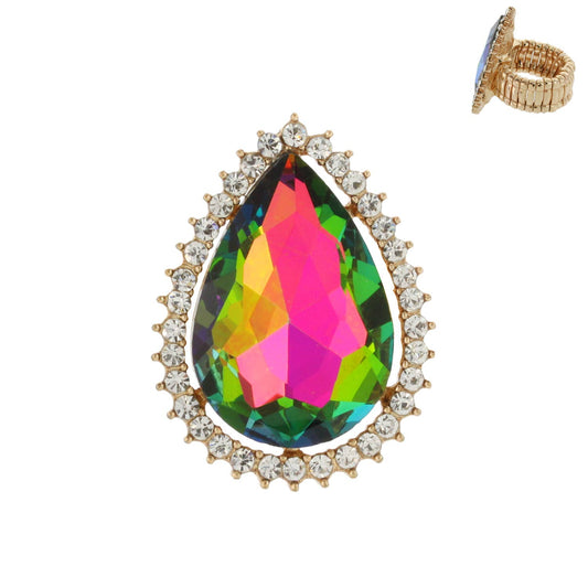 Tear Drop Gemstone Stretch Ring