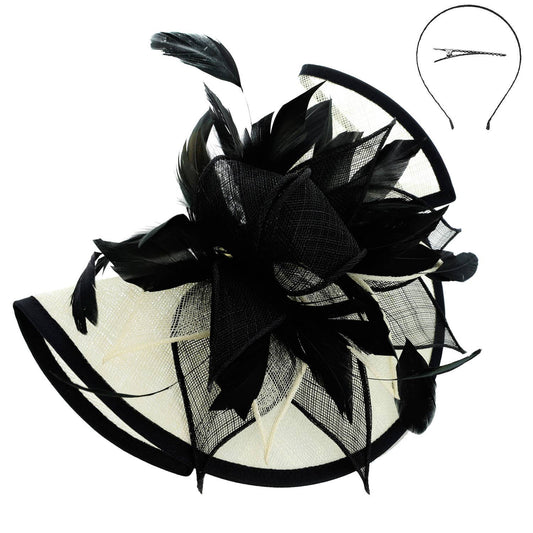 Two Tone Folded Fascinator with Headband and Clip
