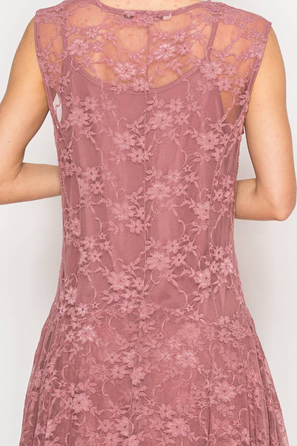 Sleeveless Tiered All Lace Dress