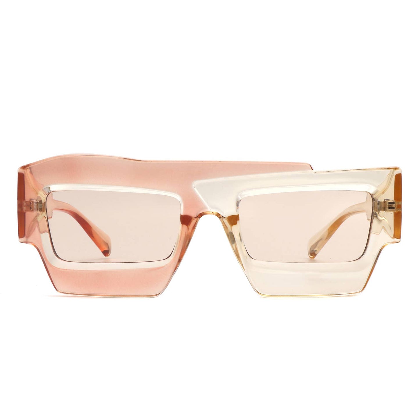 Square Futuristic Flat Top Two-Tone Fashion Sunglasses