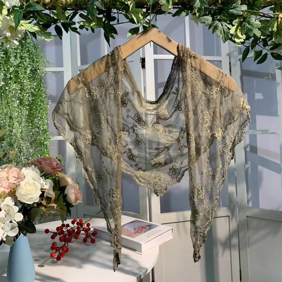 Scravii Embroidered Lace Shawl/Scarf