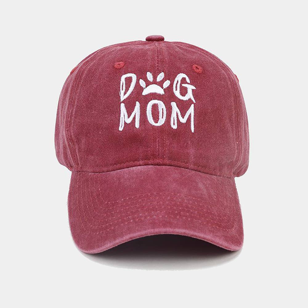 Dog Mom Vintage Washed Embroidered Baseball Cap