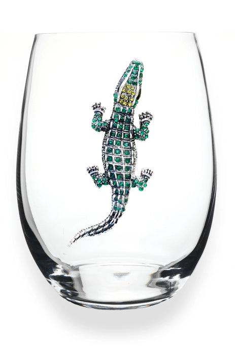 Alligator Jeweled Stemless Wine Glass