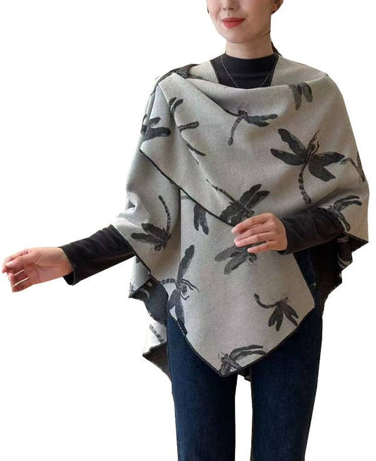 Gray / White Dragonfly Reversible Loop Wrap