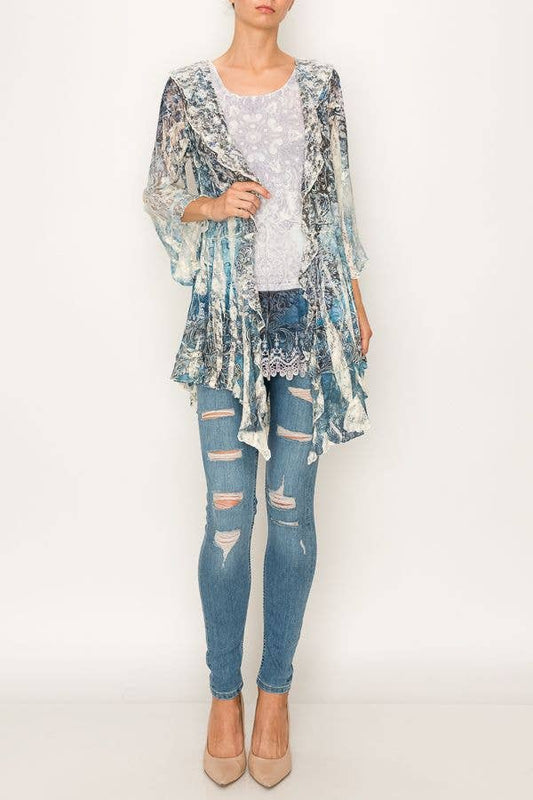 All Lace Cardigan With Ruffles